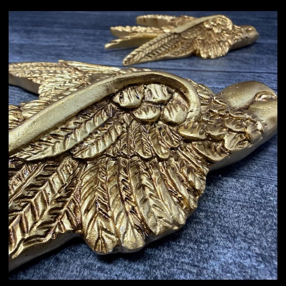 Gold Flying Swallow Wall Decor Vintage Style Bird Wall Art Set Pair
